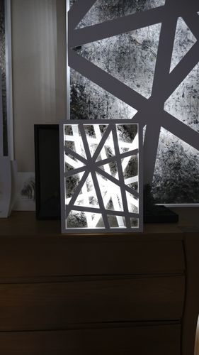 PF126 - Technique mixte (Cendre, bois, LEDs) - Projet en dimensions réduites - 43,5 x 31,7 x 5,7 - 2021